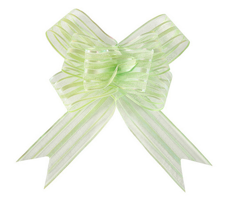 Organza Stripe Large 6 inch / 50mm Butterfly Pull Bows , green purple pull string  bow ribbon